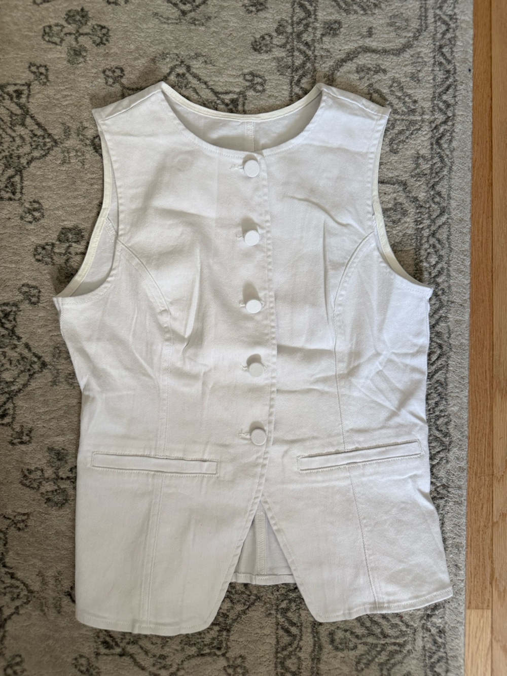 New White Button-Front stretch denim Vest